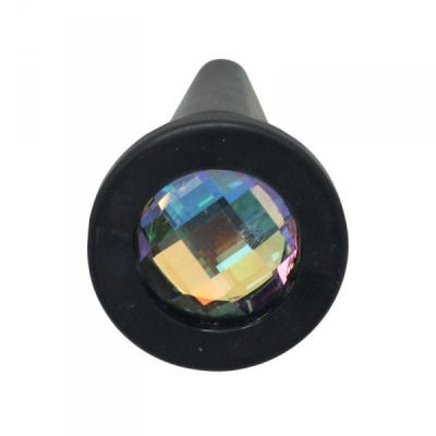 Plug anal preto com pedra facetada colorida