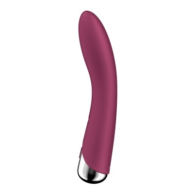 Vibrador roxo com base prateada em fundo branco
