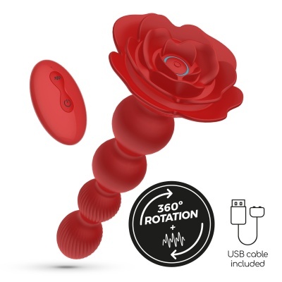 Vibrador vermelho com forma de flor e controle remoto