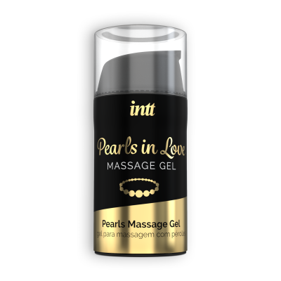 Frasco preto com tampa transparente de gel de massagem Pearls in Love da marca intt