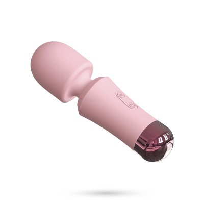 Vibrador de mão rosa com botões e base translúcida