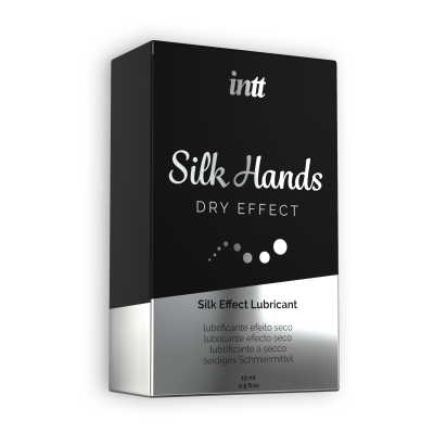 Embalagem preta e prateada do lubrificante Silk Hands Dry Effect da intt