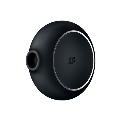 produto preto oval com abertura lateral e letras SF no centro