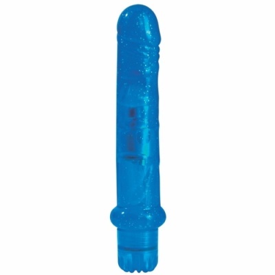 vibrador azul translúcido com brilho e textura