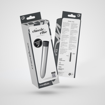 Embalagem de produto clássico com vibração em fundo cinzento