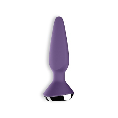 Plug anal roxo com base metálica prateada