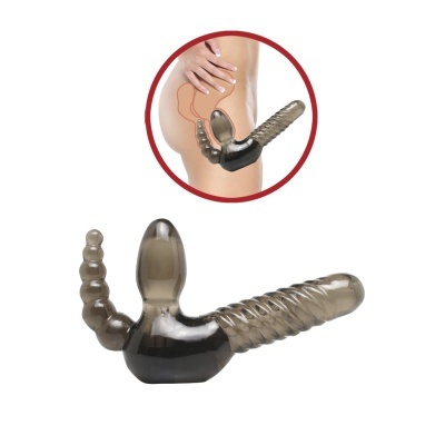 Produto adulto cinza translúcido texturizado em silicone para estímulo sexual.