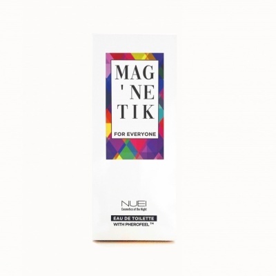 Embalagem branca de perfume MAGNETIK FOR EVERYONE com design multicolorido