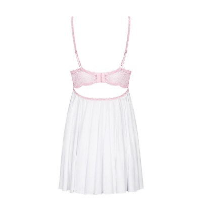 vestido feminino branco com top rosa claro rendado e alças finas ajustáveis