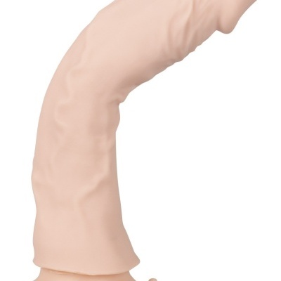 Dildo de silicone bege com base de fixação
