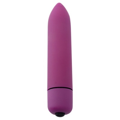 Vibrador pequeno rosa com botão preto na base