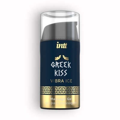 Frasco do gel de massagem Greek Kiss Vibra Ice azul escuro com tampa transparente
