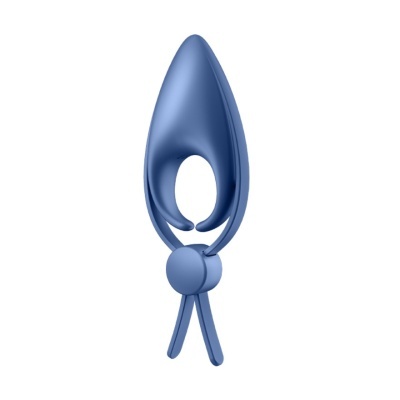 Objeto azul aerodinâmico com abertura oval e extremidades cruzadas