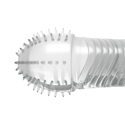 Capa transparente texturizada para pénis com pontas e sulcos