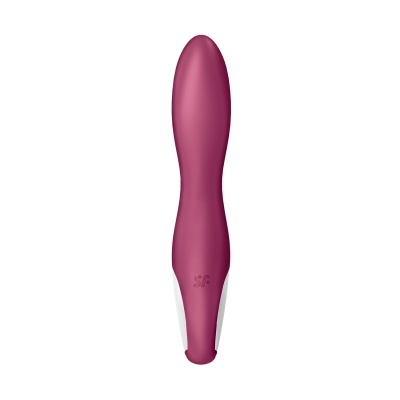Vibrador rosa com base branca e formato arredondado