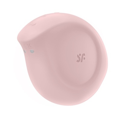 Dispositivo em silicone rosa com formato arredondado e logotipo 'SF'