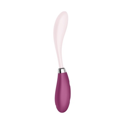 Utensílio de cozinha roxo com ponta curva rosa claro