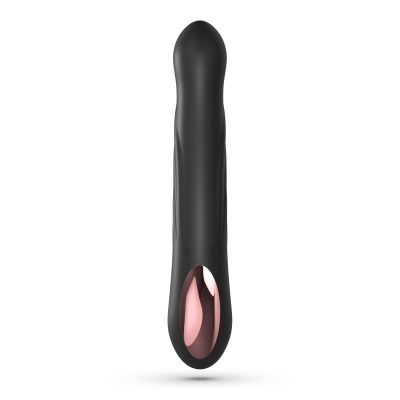 Vibrador preto com detalhe metálico rosa