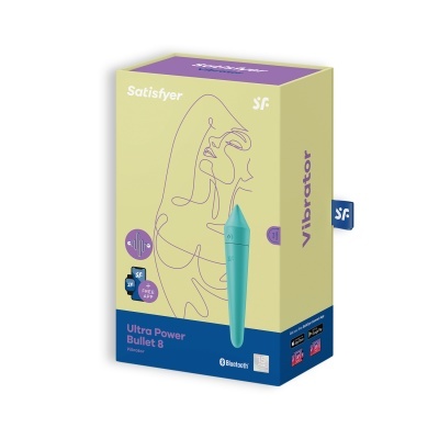 Embalagem de vibrador Satisfyer Ultra Power Bullet 8 azul e bege