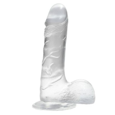 Dildo transparente com base de ventosa e textura realista