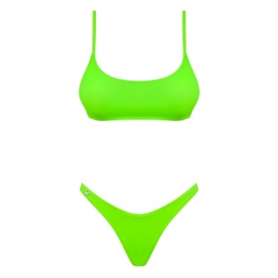Conjunto de biquíni verde-neon com top e cueca