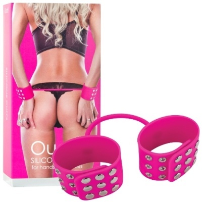 Algemas rosa de silicone com rebites e embalagem com imagem de mulher com lingerie preta