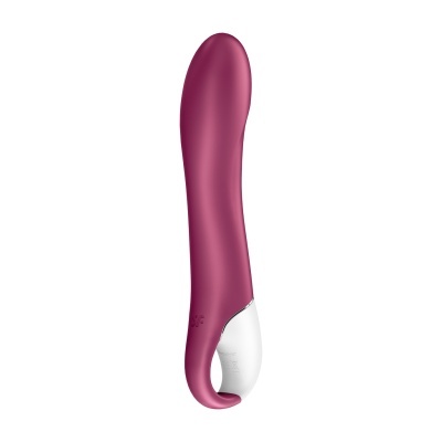 Vibrador roxo com detalhes brancos e formato curvado