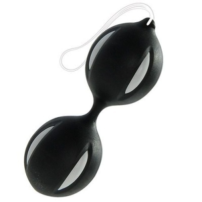 Dois globos negros conectados com pequena alça branca