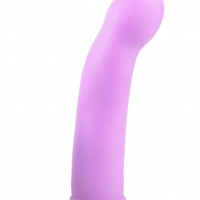 Vibrador cor-de-rosa claro com base preta sobre fundo branco