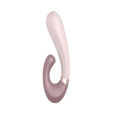 Vibrador duplo em silicone rosa claro e roxo com acabamento liso