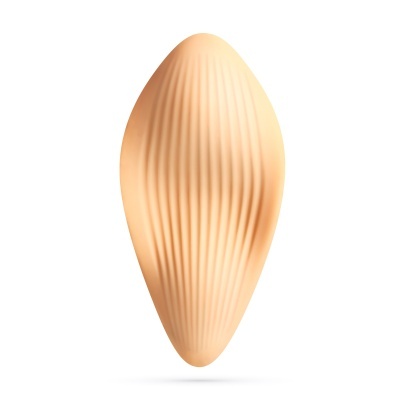 Objeto ovalado beige com textura estriada vertical