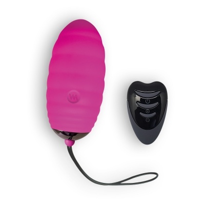 Vibrador rosa com textura e telecomando remoto preto