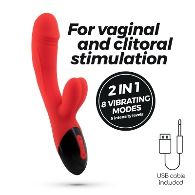 Vibrador vermelho com controle e cabo USB
