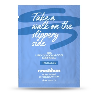 Embalagem azul de amostra de lubrificante pessoal