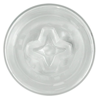 Copo de plástico transparente com padrão na base