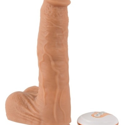 Dildo realista com controle remoto em fundo branco