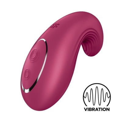 Vibrador rose em silicone com botão e símbolo de vibração