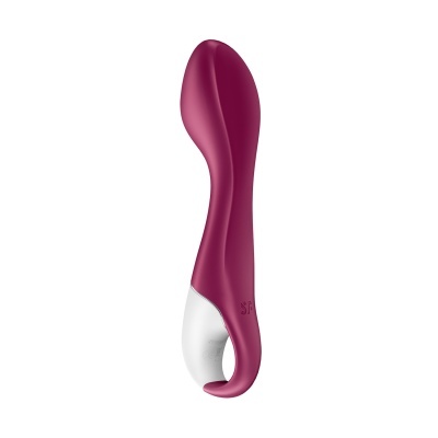 Vibrador vinho com detalhe branco e design curvo
