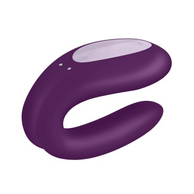 Produto em forma U em silicone roxo com parte superior lilás