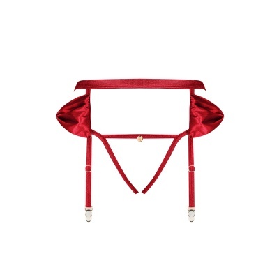 Suspensório vermelho em tecido acetinado com tiras ajustáveis