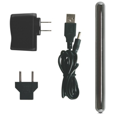 adaptador de tomada, cabo USB, conector elétrico e haste metálica