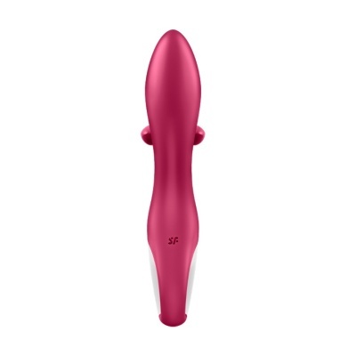 Vibrador rosa e branco em fundo branco