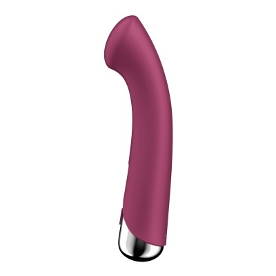 Vibrador roxo em silicone com base metálica prateada
