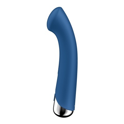 Vibrador azul em silicone com base cromada