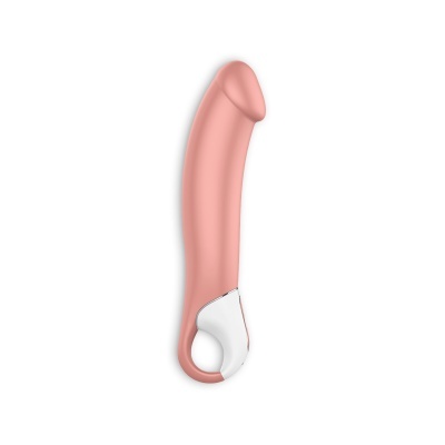 Dildo cor de pele com base branca e formato anatómico