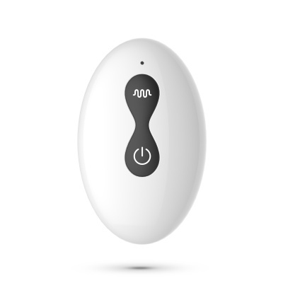 Comando remoto branco oval com dois botões pretos