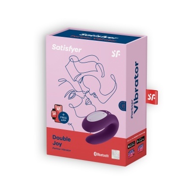 Embalagem de vibrador Satisfyer Double Joy em rosa e roxo