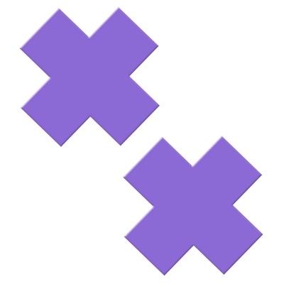 Dois símbolos X roxos sobre fundo branco