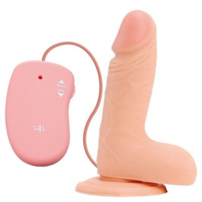 Vibrador realista com ventosa e comando remoto rosa sobre fundo branco