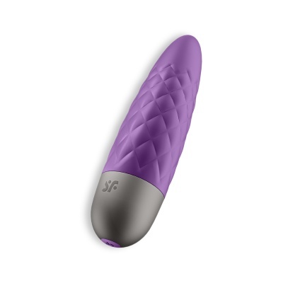 Vibrador roxo texturizado com base metálica